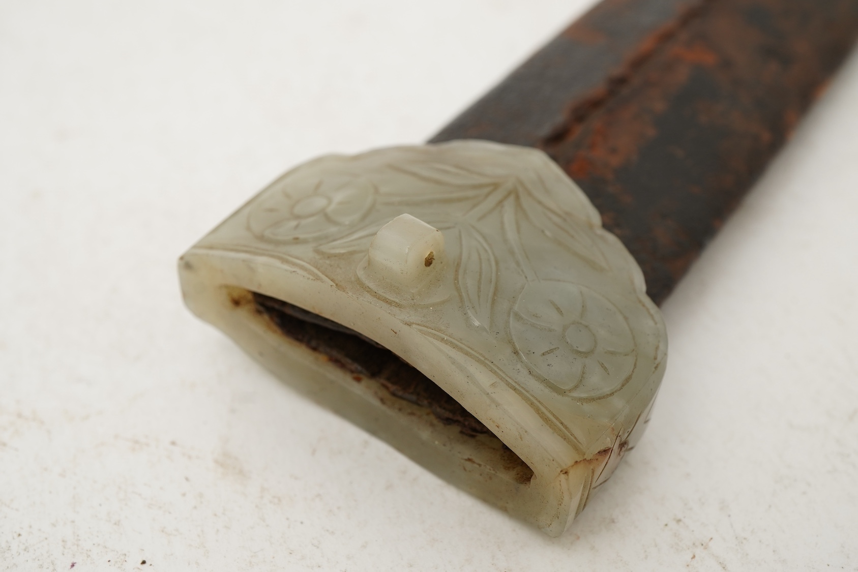 A Chinese or Indian Mughal style jade mounted dagger, 19th century